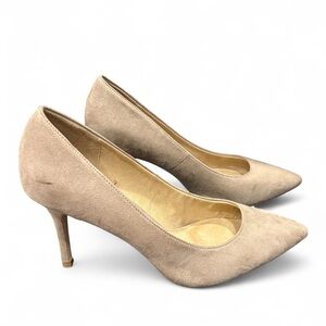 Tan/Mauve Faux Suede Stiletto Heels